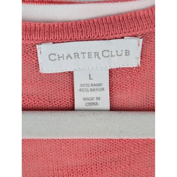 Lace Pointelle Open Front Cardigan Size L Coral Knit Coquette Preppy Soft Girl - Picture 5 of 8